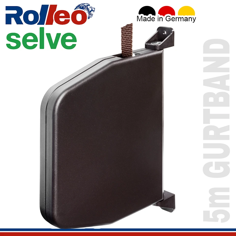 Selve Mini-Gurtwickler schwenkbar mit 5m Gurt 15mm breit 084643 braun