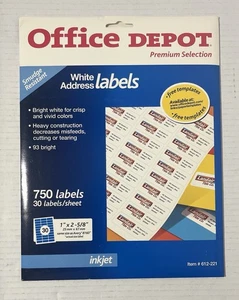 630 Remaining 12-221 Office Depot 1" x 2-5/8" Address Labels - Picture 1 of 2
