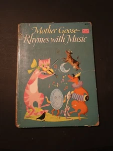 🎵 Mother Goose Rhymes with Music 1960 Illustrated Children's Book Hardcover - Picture 1 of 24