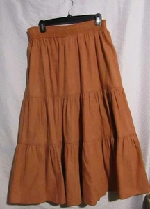 Vintage Stufen Denim Western Cowgirl Maxi Rock Größe S/M USA Orange Rost Taschen - Bild 1 von 8