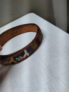 VTG Handmade Multicolor Fabric, Leather Guatemalan Belt Size M 44 - Picture 1 of 9