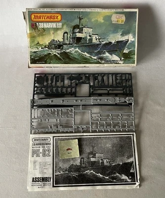 Vintage MATCHBOX 1:700 Scale Model Z-38 NARVIK CLASS Destroyer Ship Kit PK-62 - Image 1 of 4