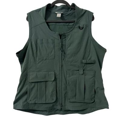 Duluth Trading Vest Womens XL Green Utility Nylon Pockets Zip Front Lightweight - Image 1 of 4