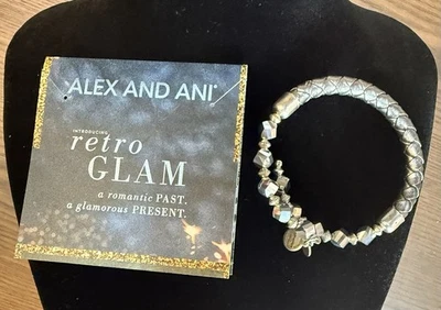Pulsera Ajustable Alex And Ani Retro Cristal Glam Acero Inoxidable Foto 1 de 4