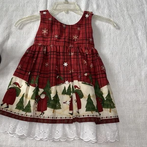 Abito Kountry Kids by Marcia Ann 2T, Natale, Babbo Natale made in USA, fiocchi di neve in pizzo - Foto 1 di 10