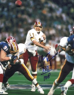 Foto firmada por Mark Rypien 11x14 de los Washington Redskins "XXVI MVP" Beckett #BS30521 Foto 1 de 2