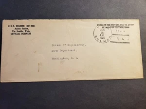 Destroyer USS BULMER DD-222 Official Asiatic Navy Cover 1928 CAVITE, PHILIPPINES - Imagen 1 de 2