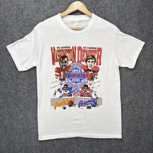 Vintage Super Bowl XXII Shirt Mens Medium White 80s USA 1987 Broncos Caricature - Picture 1 of 8