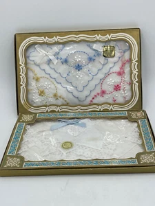 2 Box Sets Vintage Women's Handkerchiefs Hankies Nylon Embroidered Cotton Lace - Picture 1 of 5