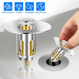 Universal Bathroom Sink Plug Stopper Pop-Up Drain Filter Wash Basin Core Bounce - Picture 1 of 7