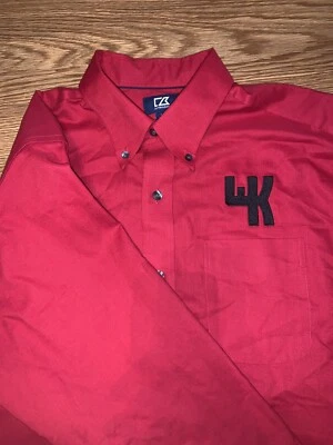 Cutter & Buck Size LG RED Solid Long Sleeve Shirt Men’s Button Down Logo - Image 1 of 4