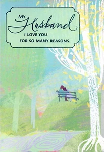 Loving & Grateful FATHER'S DAY Card FOR HUSBAND, Park Bench Lover by Hallmark +✉ - Picture 1 of 5