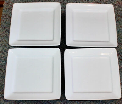 4 - Oneida Buffalo A-10 Bright White 9.25" Porcelain Square salad luncheon Plate - Image 1 of 2