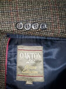Oakton Ltd Blazer Mens 42L Gray Sport Coat Suit Jacket Texture Vintage Casual