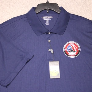 Pebble Beach Polo Shirt XXXL Blue Performance Short Sleeve Air Force Patch B-1 - Picture 1 of 18