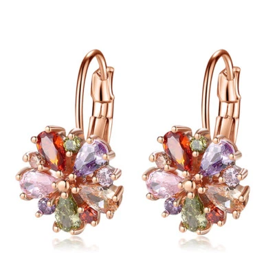 Aretes con flores enchapados en oro rosa peridoto granate amatista natural Mona Lisa Foto 1 de 4