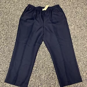 Alfred Dunner Pull On Pants Women's Plus Size 20W Elastic Waist Navy Blue NWT - Picture 1 of 6