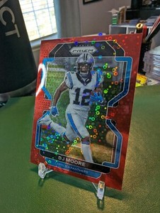 2020 Panini Prizm DJ Moore No Huddle Red Disco Prizm #'d to /50 #234 Panthers SP