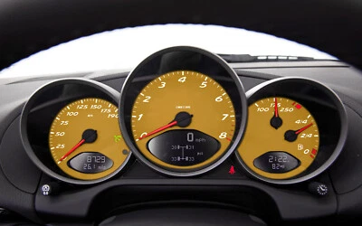 2010 Porsche Cayman Cluster Speedometer Overlay Yellow Face Gauges - Image 1 of 4