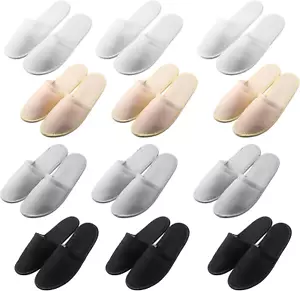 12 Pair Non-Slip Disposable House Slippers for Travel Hotel Indoor Guests - Picture 1 of 12