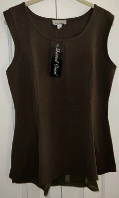 Cami swing verde oliva Kathleen Kirkwood com georgette costas peplum Tamanho Grande - Imagem 1 de 4