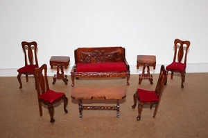 Dollhouse Wood Furniture Miniature Set 8Pcs - Picture 1 of 7