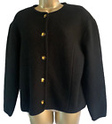 Vtg Cardigan Sweater Lambs Wool Gold Crest Buttons Large