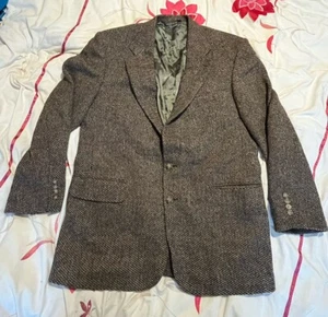 Vintage Lands’ End Harris Tweed Pure New Wool Blazer Jacket - Brown - Size 44L - Bild 1 von 13