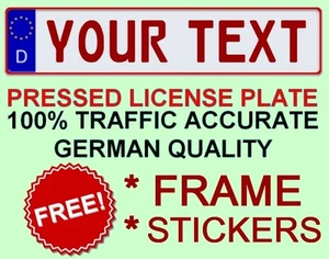 Customized Custom Germany European Euro License Plate German RED TEXT + FRAME - Picture 1 of 4