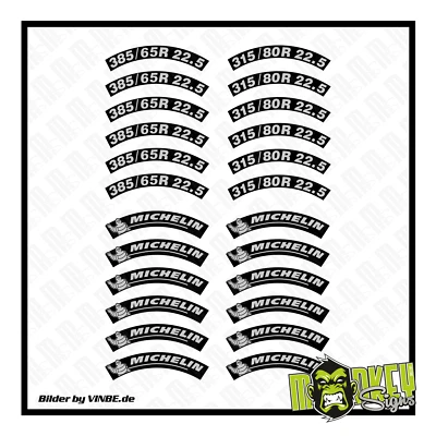 24 teilig Reifenbeschriftung grau MICHELIN 385/315 BLACK Aufkleber Tamiya  1:14 - Bild 1 von 3