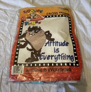 Artes de ocio punto de cruz Looney Tunes Taz Attitude Is Everything de colección 1997 - Imagen 1 de 4
