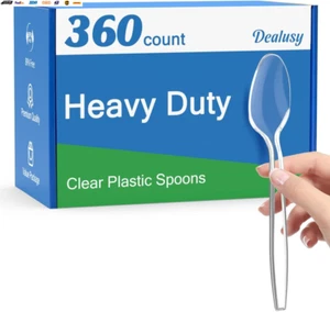 360 Count Clear Plastic Spoons Disposable, Bpa-Free, Heat Resistant, Solid and D - Picture 1 of 7