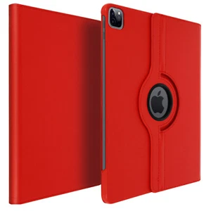 Étui Apple iPad Pro 12.9 2021, 2020 et 2018 Intégrale Support Rotatif 360° Rouge - Photo 1/6