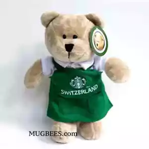 Grembiule Starbucks Bearista Bear Svizzera verde pantaloni kaki peluche 10" - Foto 1 di 5