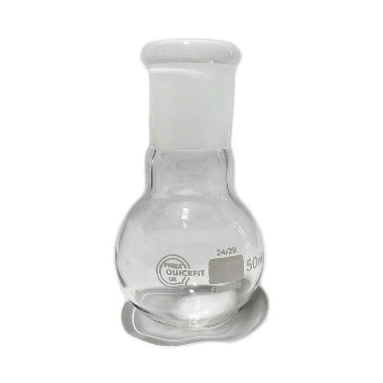 PYREX QUICKFIT 50mL Flask Round Bottom Short Neck 24/29 LABORATORY LAB - Image 1 of 1