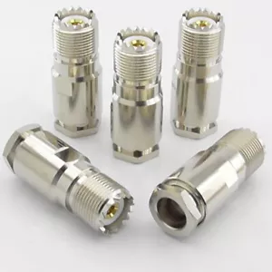 5x SO239 UHF In-line Female Cable Socket for RG213 LMR400 Ecoflex 10 Pl259 Clamp - Picture 1 of 6