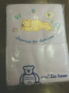 Lilac Cuddle Bear fleece "chance to dream" cot blanket,150 x 120cm, - Picture 1 of 3