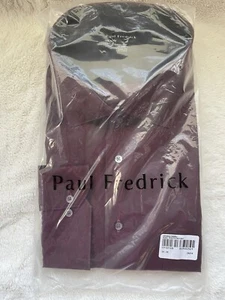 Paul Fredrick Herren Hemd mit Kragen 20-35 Burgund Classic Fit Neu - Bild 1 von 5