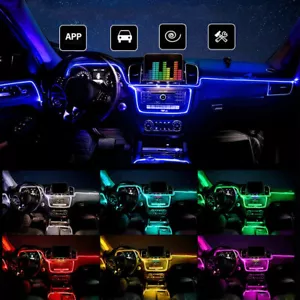 8M RGB LED Car Interior Fiber Optic Neon Wire Strips Atmosphere Light Kit APP - Picture 1 of 12