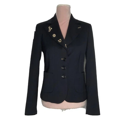Rare  Love Moschino Navy Blue Women Blaser Golden Embroidery Size US 4 Gorgeous - Image 1 of 4
