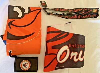 Sportscrate Baltimore Orioles DRAWSTRING BAG LANYARD PENNANT WALLET NEW - Image 1 of 4