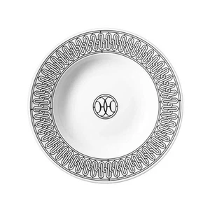 NEW HERMES H DECO PAIR OF SOUP PLATES #P037013P BRAND NIB PORCELAIN SAVE$$ F/SH - Picture 1 of 2
