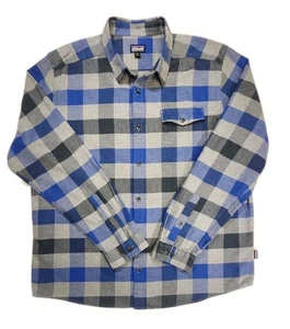 Patagonia Fjord Flannel Shirt Mens XL Blue Plaid Lightweight 100% Organic Cotton - Picture 1 of 16
