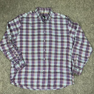 Robert Talbott Shirt Mens Size XL Purple Plaid Casual Cotton Preppy - Picture 1 of 8