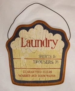 Wäsche 8x8" Holzplakette rustikal Vintage - gewaschen desinfiziert Hemden & Hosen - Bild 1 von 5