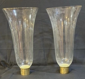 Vintage Klarglas Windlicht Kaminschirm 12" Messing Monteur 2" Kerzenlampe - Bild 1 von 5