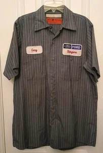 Rare Vintage Authentic Ford Dealership Mechanics Red Kap Shirt Short Sleeve Med - Picture 1 of 9