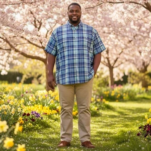 Croft & Barrow Blue Plaid Short Sleeve Button Down Shirt Size 2XB - Picture 1 of 10