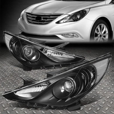 FOR 11-14 SONATA PAIR BLACK HOUSING CLEAR CORNER PROJECTOR HEADLIGHT HEAD LAMPS - Image 1 of 4