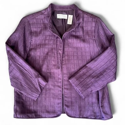 Alfred Dunner purple textured open front jacket cardigan petite womens size 14P - Image 1 of 4